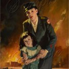 VINTAGE AMERICAN RED CROSS NURSE CHILD WAR CANVAS ART