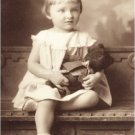 ANTIQUE TEDDY BEAR GIRL CHILD PHOTO CANVAS ART PRINT