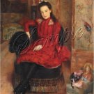 VINTAGE GIRL ANTIQUE DOLLS RED DRESS CANVAS ART
