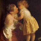 VINTAGE MOTHER CHILD KISS LOVE MOTHERS DAY CANVAS ART