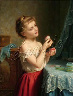 VICTORIAN CHILD GIRL MAKE-UP BLUSH CANVAS ART PRINT BIG