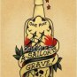TATTOO FLASH SAILORS GRAVE BOTTLE CANVAS ART PRINT  BIG