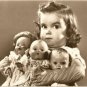 VINTAGE 50's CHILD ANTIQUE DOLLS PHOTO CANVAS ART PRINT