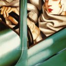 ART NOUVEAU WOMAN DRIVING CAR CANVAS ART PRINT LARGE