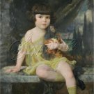 VINTAGE GIRL ANTIQUE DOLL YELLOW DRESS CANVAS ART PRINT