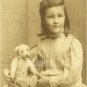 ANTIQUE TEDDY BEAR GIRL CHILD PHOTO CANVAS PRINT- LARGE