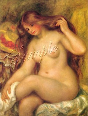 VINTAGE BATHING NUDE BEAUTY REDHEAD CANVAS ART PRINT
