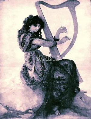 VINTAGE WITCH WICCA HARP MUSIC BLACK MAGIC CANVAS PRINT