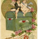 VINTAGE VALENTINE CUPID HEARTS LOVE CARD CANVAS  PRINT