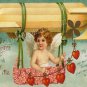 VINTAGE VALENTINE CUPID HEARTS LOVE CARD CANVAS PRINT