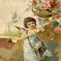 VINTAGE VALENTINE CARD CUPID HEARTS LOVE CANVAS  PRINT