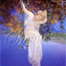 ART DECO LADY SWING GARDEN PARRISH CANVAS ART PRINT
