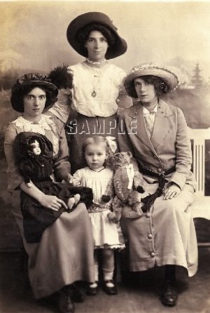 ANTIQUE TEDDY BEAR DOLL WOMEN CHILD PHOTO CANVAS PRINT