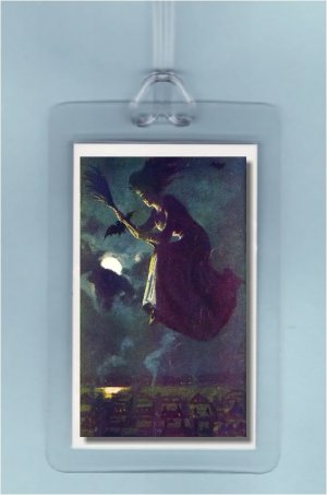 VINTAGE PRETTY WICCA WITCH HALLOWEEN ART-2 LUGGAGE TAGS