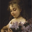 VICTORIAN CHILD GIRL LILACS BOUQUET CANVAS PRINT LARGE