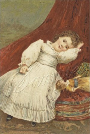 VICTORIAN GIRL ANTIQUE DOLL CANVAS ART PRINT LARGE