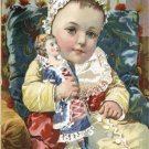 VICTORIAN BABY GIRL ANTIQUE DOLL CANVAS ART PRINT LARGE