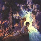 ART DECO LADIES WATERFALL PARRISH CANVAS ART PRINT -BIG