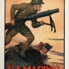 VINTAGE WWII US MARINES SOLDIERS RECRUITMENT CANVAS ART