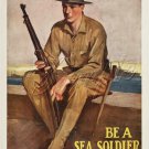 WWII US MARINES SEA SOLDIER RECRUITMENT CANVAS ART- BIG