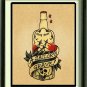 TATTOO FLASH SAILORS GRAVE BOTTLE CANVAS ART PRINT