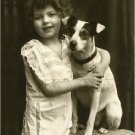 VINTAGE GIRL JACK RUSSELL DOG PHOTO CANVAS ART LARGE