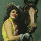 VINTAGE WESTERN COWGIRL HORSE  PIN-UP CANVAS ART PRINT