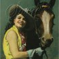 VINTAGE WESTERN COWGIRL HORSE  PIN-UP CANVAS ART PRINT