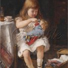 VINTAGE GIRL MOTHER ANTIQUE DOLL CRADLE CANVAS PRINT