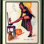 VINTAGE WITCH WICCA MOON GODDESS RISQUE CANVAS ART~ BIG