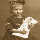VINTAGE GIRL BOW ANTIQUE DOLL PHOTO CANVAS ART PRINT
