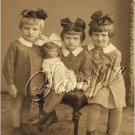 VINTAGE GIRL SISTERS BOWS ANTIQUE DOLL PHOTO CANVAS ART