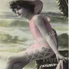 VINTAGE FRENCH BATHING BEAUTY SHABBY CANVAS ART PRINT