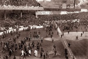 VINTAGE EBBETS FIELD BASEBALL STADIUM CANVAS ART PRINT