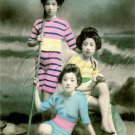 VINTAGE JAPAN GEISHA GIRL BATHING BEAUTY CANVAS ART-BIG