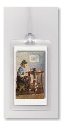 CHILD ANTIQUE DOLL SEAMSTRESS SEWING - 2 LUGGAGE TAGS