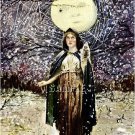 VINTAGE WITCH WICCA PAGAN MAN IN MOON CANVAS ART~ LARGE