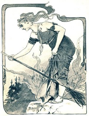 ART NOUVEAU WITCH WICCA PAGAN ILLUSTRATION CANVAS PRINT