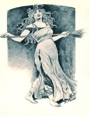 ART NOUVEAU WITCH WICCA ILLUSTRATION CANVAS PRINT