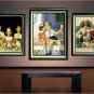 VINTAGE ICE CREAM COUNTER LADY MAN KNITTING CANVAS ART