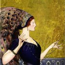 ART DECO GIRL PEACOCK HEADDRESS HAT CANVAS PRINT LARGE