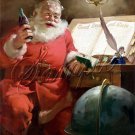 VINTAGE SANTA CHRISTMAS COKE COLA GLOBE CANVAS PRINT