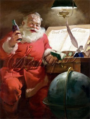 VINTAGE SANTA CHRISTMAS COKE COLA GLOBE CANVAS PRINT