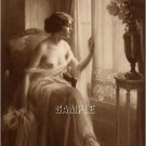 VINTAGE NUDE LADY WINDOW SEPIA CANVAS ART PRINT- LARGE