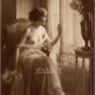 VINTAGE NUDE LADY WINDOW SEPIA CANVAS ART PRINT- LARGE