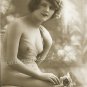 VINTAGE NUDE LADY WINDOW SEPIA CANVAS ART PRINT- LARGE