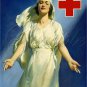 RED CROSS NURSE WORLD GLOBE JOIN WAR POSTER CANVAS ART