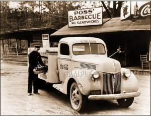 VINTAGE COLA COKE DELIVERY MAN TRUCK CANVAS PRINT-LARGE