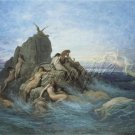 VINTAGE SIREN SEA NYMPH NAIADS FANTASY CANVAS ART PRINT