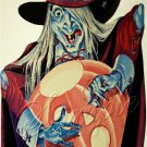 VINTAGE WITCH WICCA HALLOWEEN PUMPKIN CANVAS ART PRINT